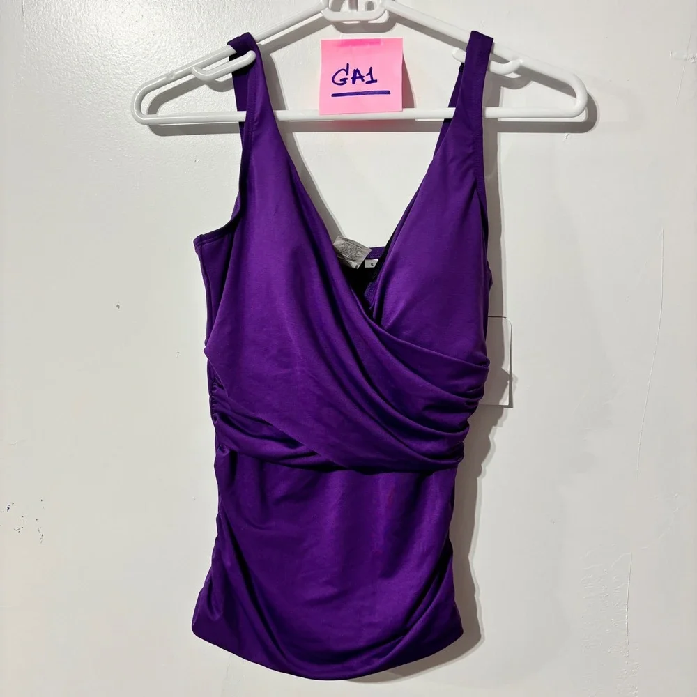 Dolfin AquaShape Purple Tankini Top Surplice Tummy Control Mastectomy Friendly S
